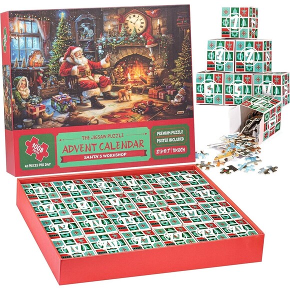 Jigsaw Puzzle Advent Calendar ,24 Days of Christmas 1008 Pieces - Picture 1 of 8